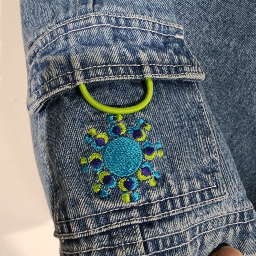 Vintage Disney Store Embroidered Denim Shorts Plus 2XL Mickey Mouse Drawstring - Picture 8 of 10